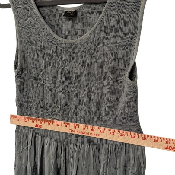 NEW! Sundance L Ombre EMBROIDERED Maxi Dress $198 Smocked Elastic Midi Gray Blue - Picture 8 of 9